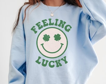 Womens St. Patricks Day Sweatshirt, Retro Lucky St Patricks Hoodie, Lucky Crewneck Sweater, Matching Family St Patricks Sweaters
