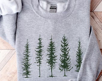Pine Tree Sweatshirt or Hoodie, Outdoorsy Camping Hiking Unisex Pullover Sweater, Nature Lover Gifts for Him or Her