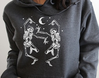 Halloween Dancing Skeletons Hoodie, Dancing Skeleton, Oversized, Halloween Hoodie, Halloween Sweatshirt, Skeleton Hoodie