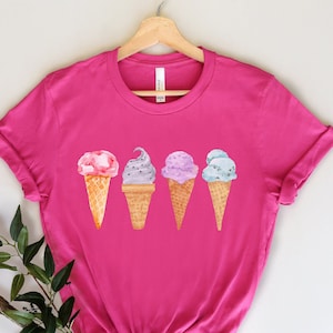 Ice Cream Cone Shirt, Ice Cream Shirt, Cute Watercolor Ice Cream Tee, Dessert Shirt, Birthday Shirt, Womens Summer Tee, Kids Summer Tee