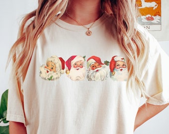 Vintage Santa Claus Shirt, Comfort Colors®, Retro Christmas Shirts, Classic Holiday Matching Family Group Shirts, Christmas Pajama Tops