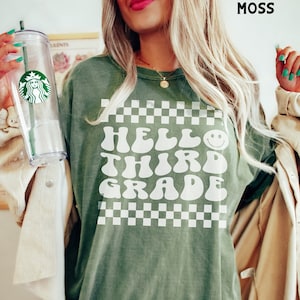 Retro Hello Third Grade Shirt, Comfort Colors®, Third Grade Teacher Shirt, 3rd Grade Team Group Shirts, Teacher Gift, Kids Third Grade Tee