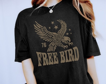 Eagle Free Bird Tee Shirt, Retro, Vintage 4th of July Shirt, Comfort Colors®, American Shirt, Freedom Tee, Boho Graphic Tee, Unisex