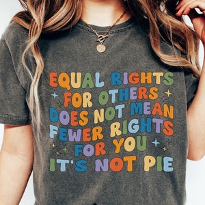 Retro Pride Shirt, Comfort Colors®, Equal Rights Not Pie Shirt, Lesbian Shirts, LGBTQ Tee, Bisexual Pride Rainbow Tee, Gay Ally Gift for Mom