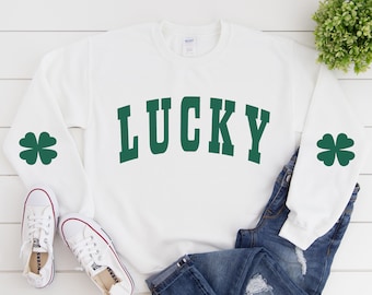 Sudadera Lucky, sudadera con capucha del día de San Patricio, camiseta del día de San Patricio, camiseta del día de San Patricio, sudadera del día de San Patricio para mujer