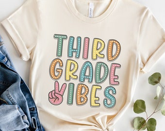 Third Grade Vibes Shirt, Retro Third Grade Teacher Shirt, 3rd Grade Team Shirts, Back to School TShirt, Kids First Day of Third Grade Tee