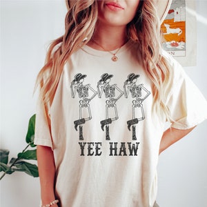 YeeHaw Shirt, Howdy Shirt, Dancing Skeleton Cowboy Tee, Comfort Colors®, Boho Tee, Country Music Tee, Country Western Cowgirl Shirt