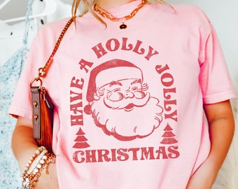 Retro Santa Christmas Shirt, Comfort Colors®, Matching Family Christmas Shirts, Classic Holiday Pajamas Top, Kids Christmas Shirts