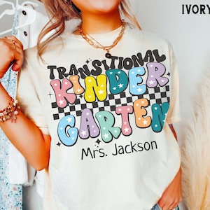 Retro Transitional Kindergarten Shirt, Comfort Colors®, T -K Teacher Shirt, Kindergarten Team Group Shirts, Teacher Gift, Kids T-K Tee