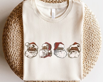 Family Black Santa Christmas Shirts, Black Santa Claus Shirt, Matching Family Melanin Christmas African American Holiday Shirt