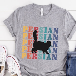 Retro Persian Cat Shirt, Long Hair Cat Tee, Cat Mom, Cat Dad Shirts, Persian Cat Gifts for Him or Her