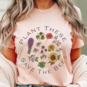 Camiseta con flores Save the Bees, regalos para abejas y jardín, camiseta floral de primavera para mujer, camiseta de jardinería, regalo para jardinero