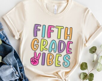 Retro Fifth Grade Vibes Shirt, 5th Grade Teacher TShirt, Teacher Team Shirts, Back to School Shirt, Kids First Day of Fifth Grade Tee