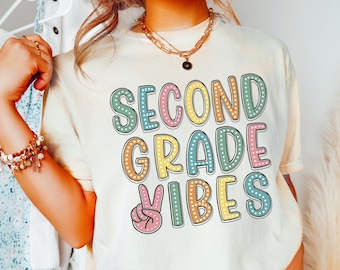 Camiseta retro de segundo grado, Comfort Colors®, camiseta para maestros de segundo grado, camisetas grupales de segundo grado, regalo para maestros, camiseta infantil de segundo grado