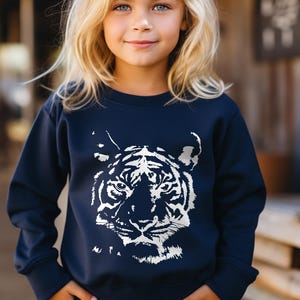 Ungdom Vintage Tiger Sweatshirt eller Hoodie, Unisex Grafisk Trendig Pullover, Sportfan Presenter för Honom eller Henne