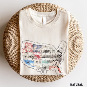 Camiseta de Estados Unidos, camiseta retro patriótica del Día de los Caídos del 4 de julio, camiseta bohemia con el mapa de Estados Unidos y la tierra de la libertad, camisetas patriotas del 4 de julio para niñas