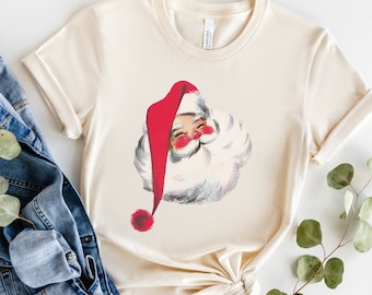 Santa Shirt, Retro Santa Claus Shirt, Vintage Santa Tee, Merry Christmas Shirt, Classic Christmas Tee, Christmas Party Shirts