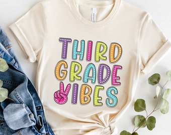 Third Grade Vibes Shirt, Retro Third Grade Teacher Shirt, 3rd Grade Team Shirts, Back to School TShirt, Kids First Day of Third Grade Tee