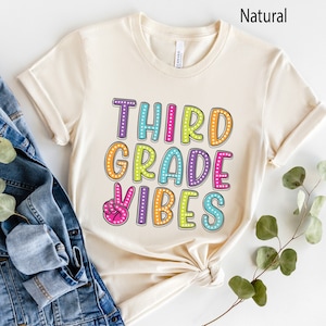 Third Grade Vibes Shirt, Retro Third Grade Teacher Shirt, 3rd Grade Team Shirts, Back to School TShirt, Kids First Day of Third Grade Tee