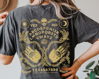 Ouija Board, Halloween Shirt, Back Design, Comfort Colors®, Witchy Vibes, Celestial, Skull Graphic Shirt, Fall shirt, Skull Tee, Boho tee