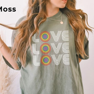 Retro Gay Pride Shirt, Comfort Colors®, Vintage Rainbow Love TShirt, LGBTQ Shirt, Unisex Bi Pride Tee, Gay Ally Gifts