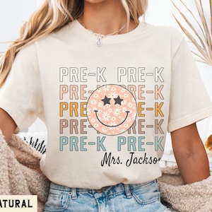 Retro pre-K-shirt, pre-k-leraarshirts, lerarenteam terug naar school-shirts, kinderen eerste dag van pre-k-T-shirt, pre-K-cadeaus