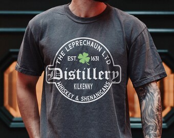 St. Patricks Shirt, Comfort Colors®, Leprechaun Distillery Irish Whiskey St Patricks Day Tee, Unisex St Patricks Day for Men or Women