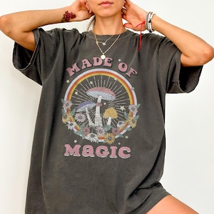 Retro Mushroom Shirt, Comfort Colors® Made of Magic Boho Cottagecore Aesthetic Shirt, Hippie Clothes, Botanical Nature Lover Gifts