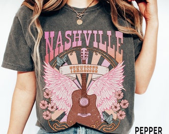 Nashville, Country Music, Guitar, Retro TShirt, Comfort Colors®, Boho, Oversized Vintage Style Tee, Retro Country Western Music Lover Gift