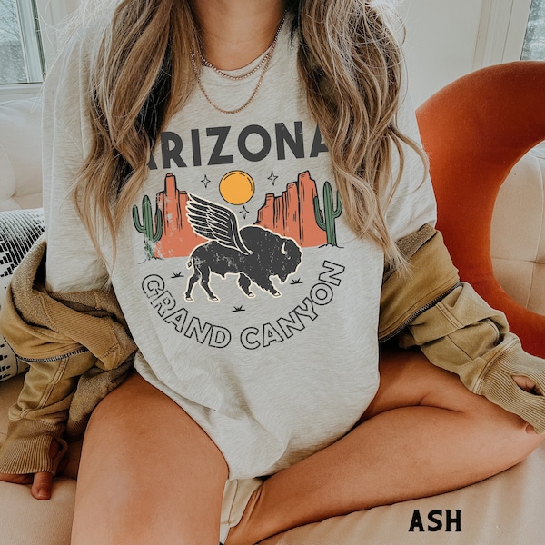 Arizona Grand Canyon National Park Shirt, Vintage Western TShirt, Boho, Oversized Cactus Tee, Unisex Summer Road Trip T Shirt, Vacation Gift