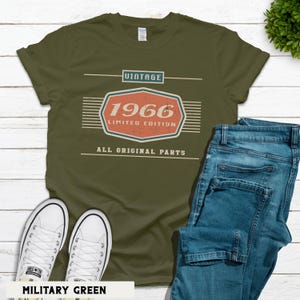 60th Birthday Gift, 1966 Birthday Unisex Shirt, Car Lover Dad Grandpa Gifts Military Green