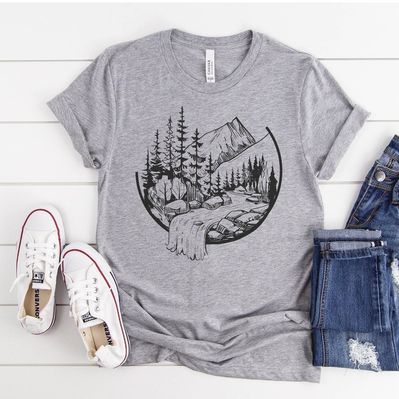 Mountains Waterfall Tee Shirt for Women or Men Unisex Graphic - Etsy
