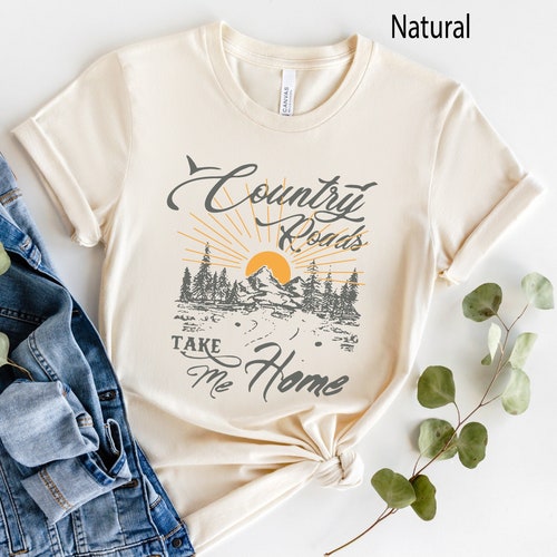 Country Roads Shirt Women's Mountain Graphic Tee Camping - Etsy