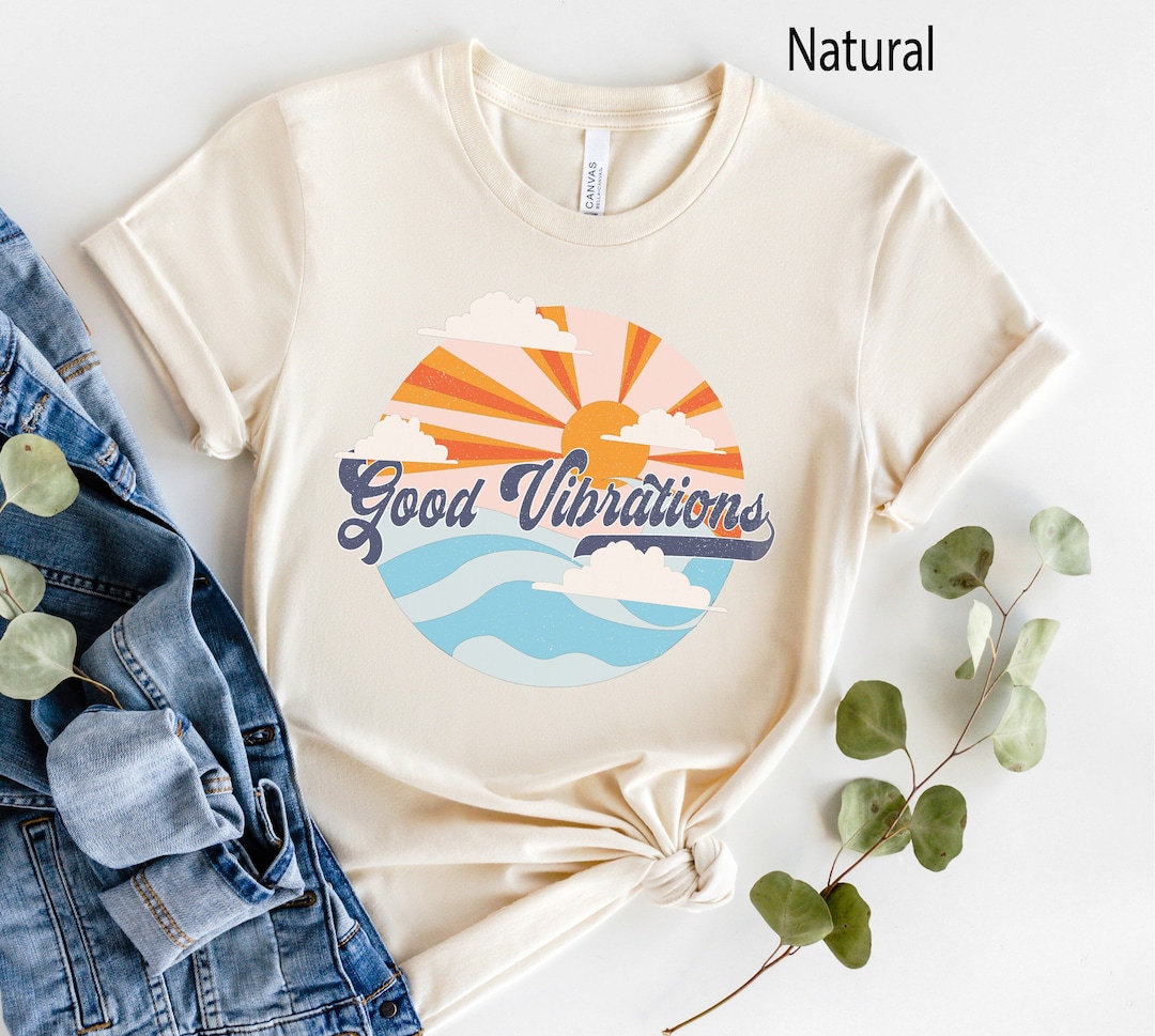 Herren T-Shirt Sommer Good Vibes 70er Jahre Retro Print Hippie Style Fashion