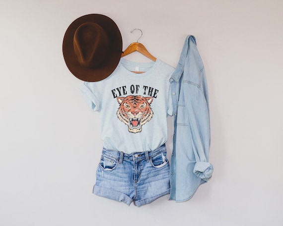 Eye of the Tiger T Shirt, Women's Graphic Tiger Tee, Vintage animal tee shirt for women, casual fashion for her