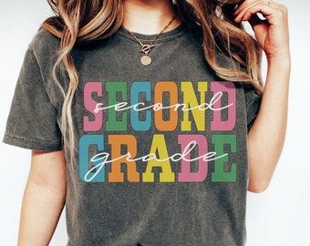 Camiseta retro de segundo grado, Comfort Colors®, camiseta para maestros de segundo grado, camisetas grupales de equipo de segundo grado, regalo para maestros, camiseta para niños de segundo grado