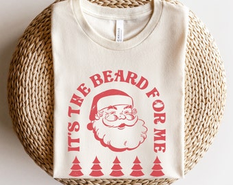Kerstshirts voor vrouwen, grappig kerstshirt, vintage kerstmanshirt, ik hou van een man met een baard Shirt, retro kerstt-shirt, vakantie-T-shirt