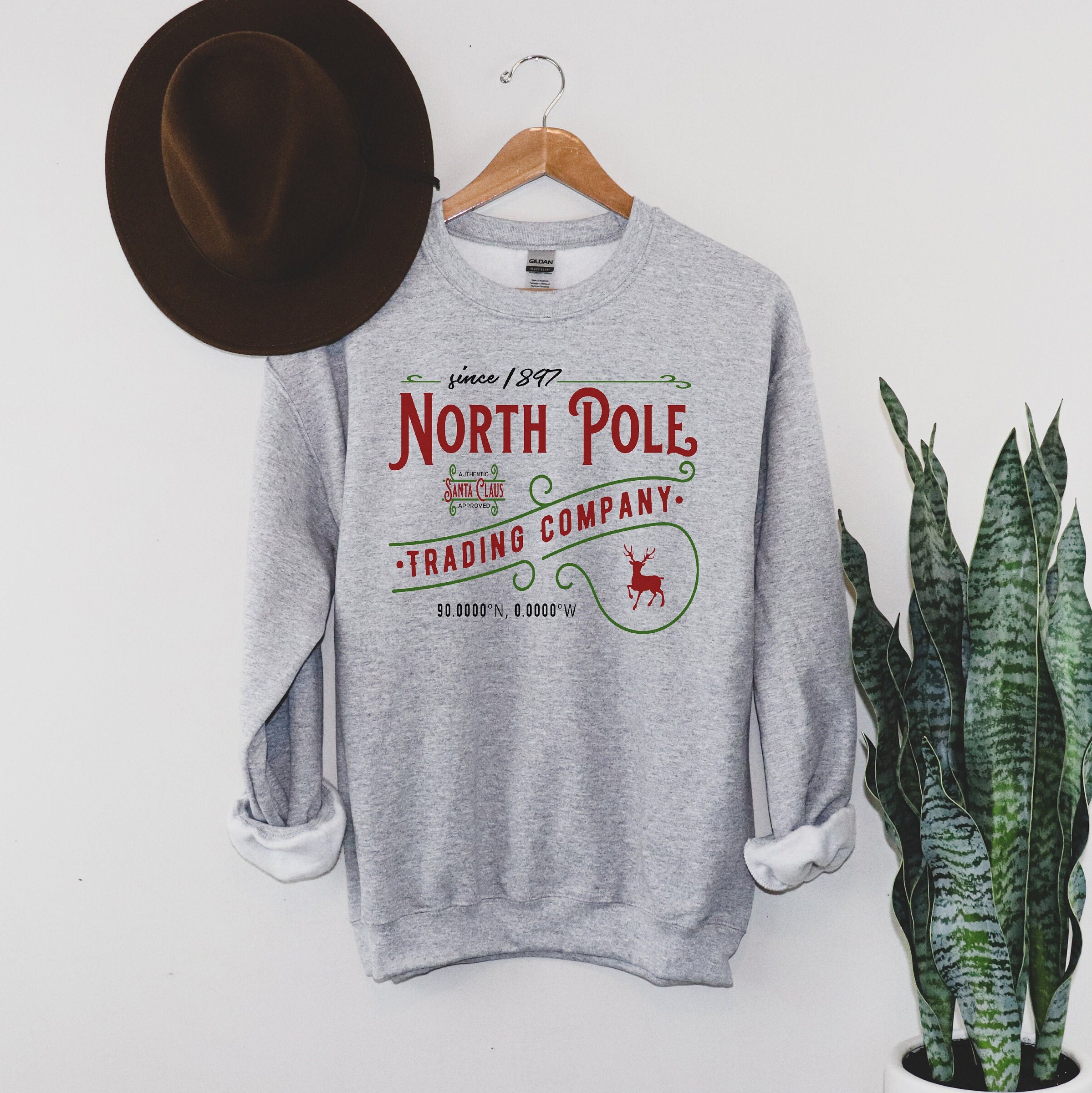 Santa Christmas Sweatshirt North Pole Christmas Sweatshirt - Etsy