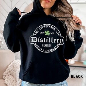 St Patrick's Day Sweatshirt or Hoodie, Irish Leprechaun Distillery Unisex Sweater Gifts for Him or Her image 11