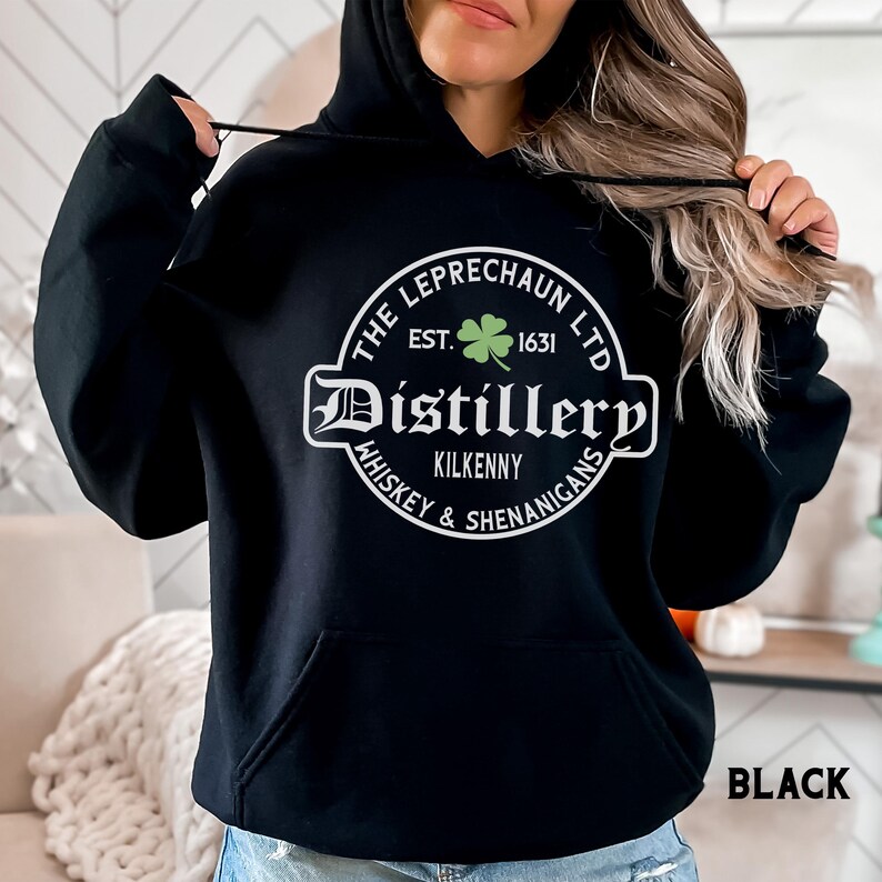 St Patrick's Day Sweatshirt or Hoodie, Irish Leprechaun Distillery Unisex Sweater Gifts for Him or Her image 11