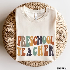 Retro Preschool Teacher Shirt, Wavy Letters, Preschool Team Teachers Shirts, Back to School Shirts, Preschool Crew, Preschool Teacher Gift