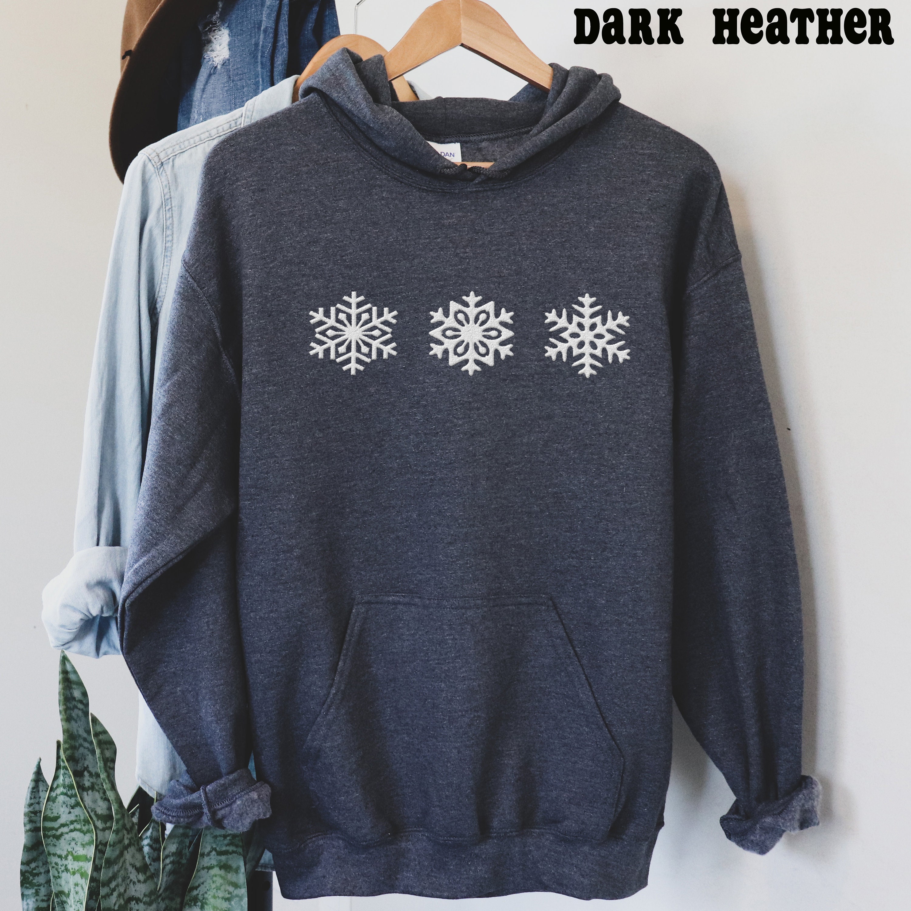 スノーフレーク パーカー、刺繍入りスノーフレーク フード付き