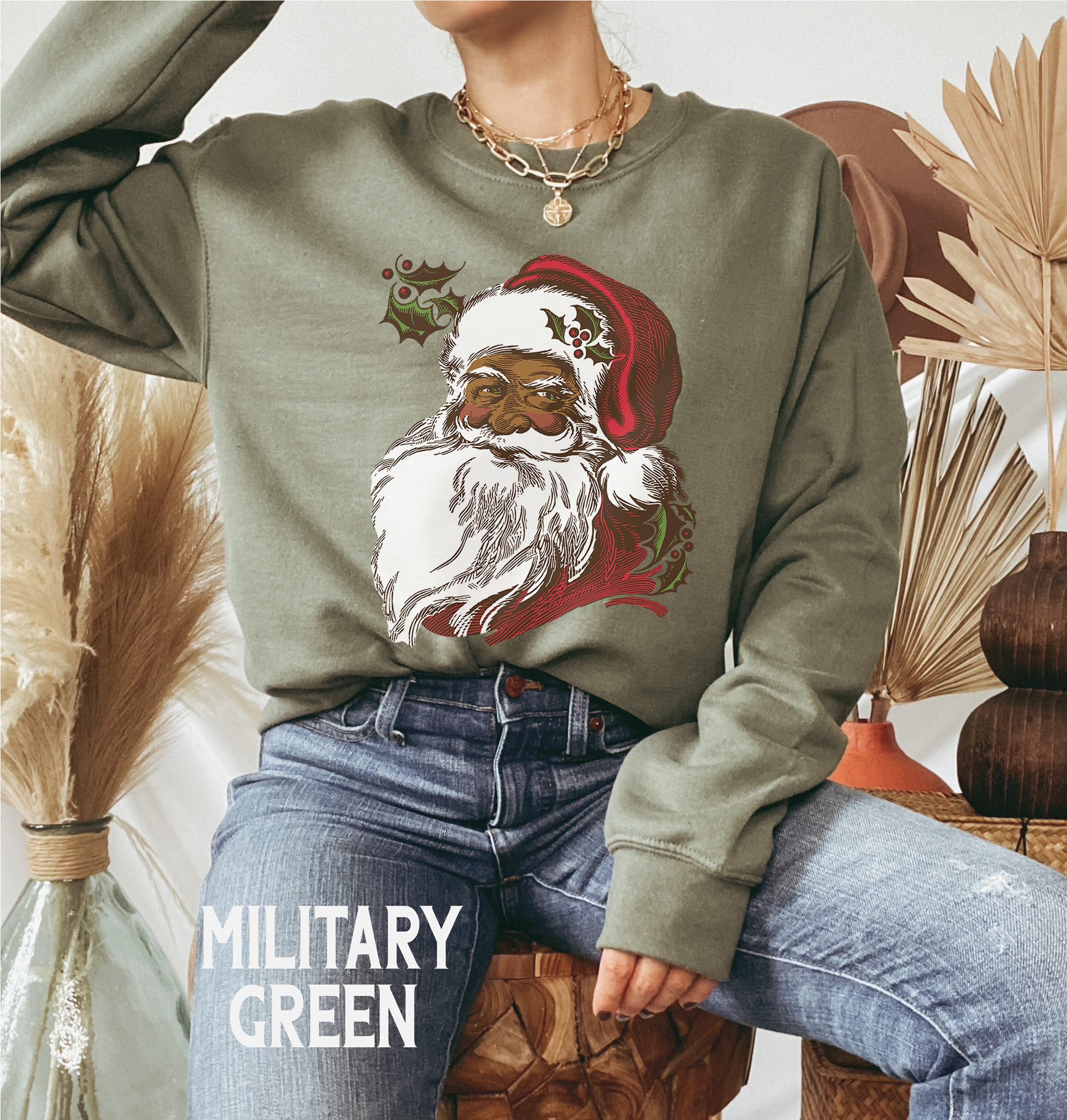 Vintage Black Santa Weihnachtspullover fur Frauen Retro Weihnachtspullover Afroamerikaner Weihnachtsmann Weihnachten Crewneck Equality Shirt Etsy
