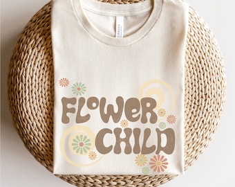 Hippieshirt, bloemenkind retro jaren 70 shirt, boho hippiekleding, vintage stijl T-shirt voor themafeest jaren 70, festival-T-shirt, concertshirt