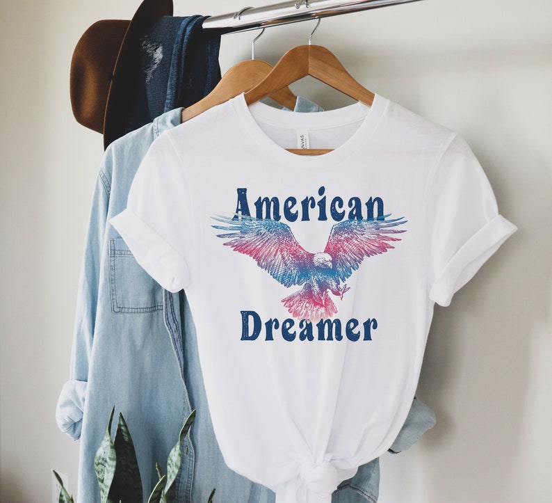 American Dreamer Eagle Shirt, 4th of July Shirt, 4th of July Tee, Vintage 4th of July Eagle shirts, Vintage Eagle tee, Retro 4th of July tee White