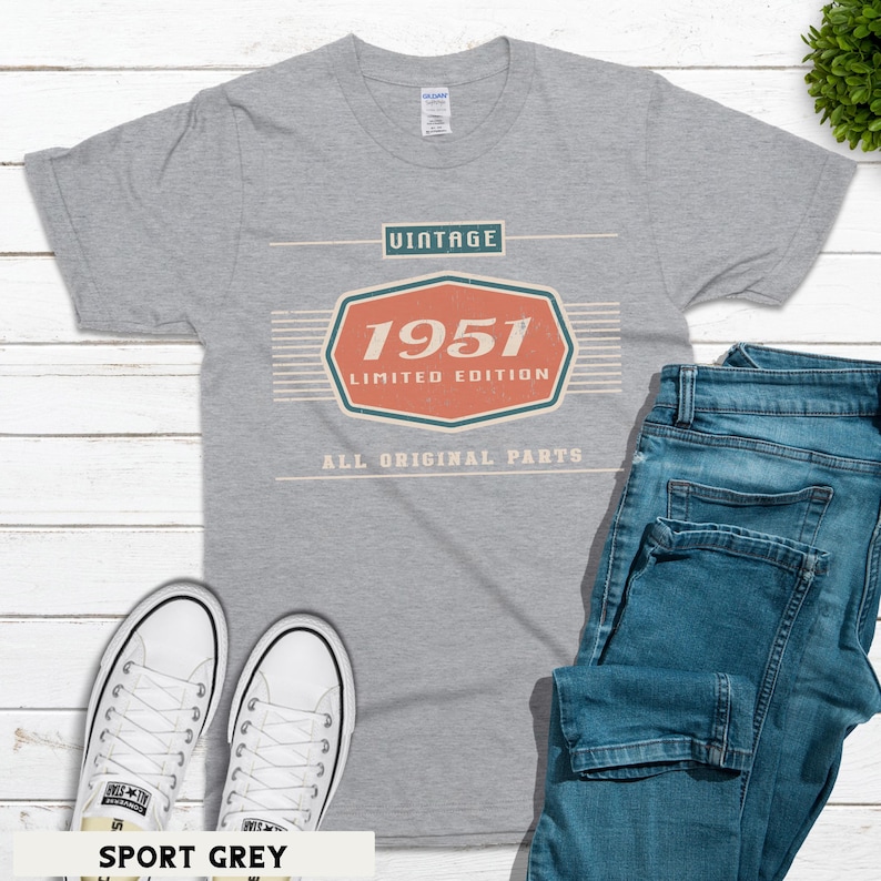 75th Birthday Gift, 1951 Birthday Unisex Shirt for Dad, Car Lover Grandpa Gifts Sport Grey