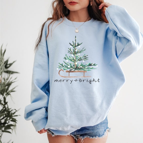 Merry and bright Christmas Crewneck Hoodie Merry and bright Christmas Crewneck Hoodie