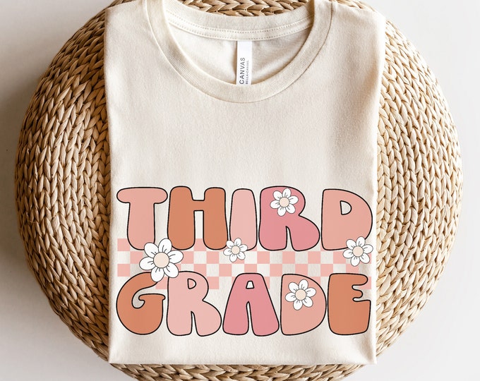 Retro Second Grade Teacher Shirt, Wavy Letters, 2nd Grade Team Teachers ...