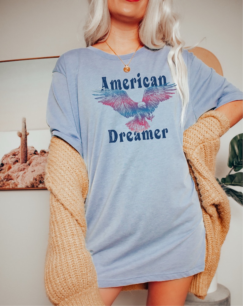 American Dreamer Eagle Shirt, 4th of July Shirt, 4th of July Tee, Vintage 4th of July Eagle shirts, Vintage Eagle tee, Retro 4th of July tee Light Blue
