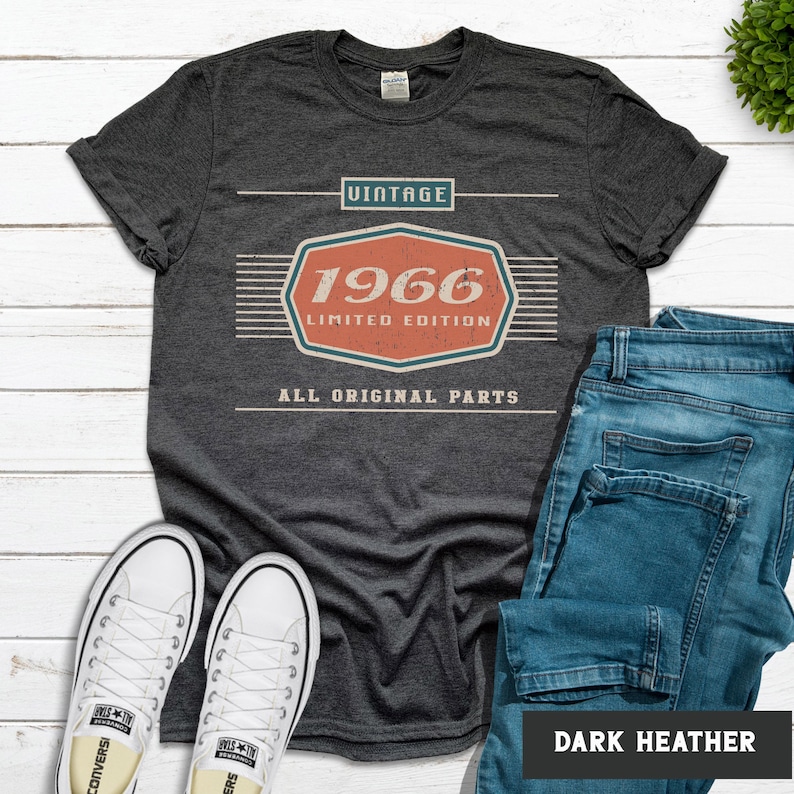 60th Birthday Gift, 1966 Birthday Unisex Shirt, Car Lover Dad Grandpa Gifts Dark Heather